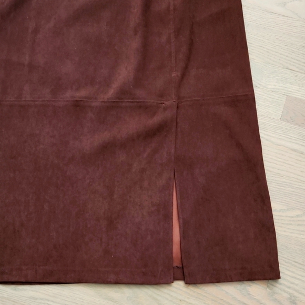Vintage Norton Studio Faux Suede Chocolate Brown Skirt Size 18 - Picture 2 of 4